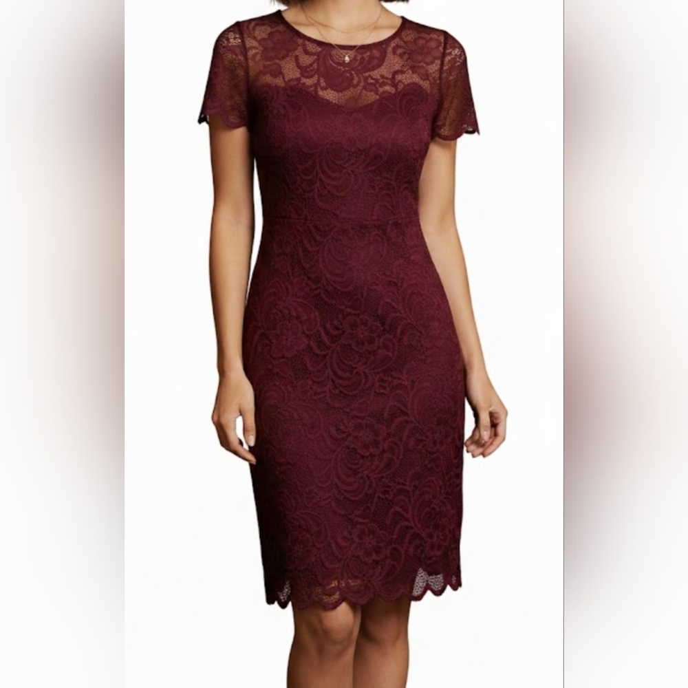 Ambiance Burgundy Lace Midi Dress